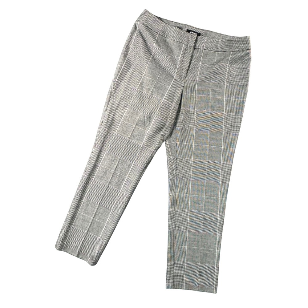 Nine West Womens 12 Gray Plaid The Skinny Pants Trousers Career‎ Chic Minimalist